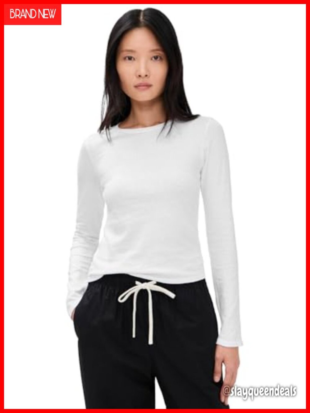 Recycled Cotton Long Sleeve Crew Neck Tee Made in USA